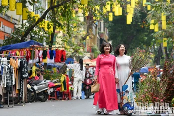 Chợ hoa Tết phố Hàng Lược (Hà Nội). Ảnh: Thành Đạt