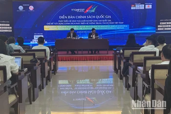 Quang cảnh Diễn đàn chính sách quốc gia phát triển hệ sinh thái khởi nghiệp đổi mới sáng tạo quốc gia.