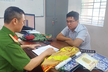 Đối tượng Nguyễn Lê Ngọc Thi tại cơ quan Công an.
