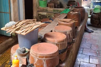 Hiện trường sản xuất giá đỗ chui. (Ảnh: Công an cung cấp)