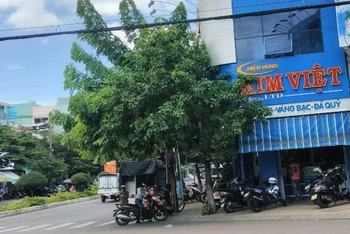 Nơi xảy ra vụ đập phá tiệm vàng.