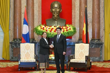 Chủ tịch nước Lương Cường tiếp Phó Chủ tịch nước Lào Pany Yathotou.