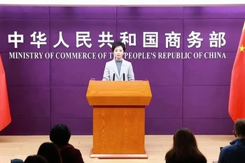 Ảnh minh họa: Một buổi họp báo của Bộ Thương mại Trung Quốc.