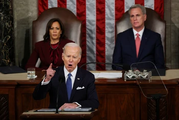 Đây là lần thứ hai ông Biden trình bày Thông điệp Liên bang trong nhiệm kỳ Tổng thống. (Ảnh: Reuters)