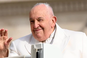 Hình ảnh Giáo hoàng Francis tại Vatican, ngày 13/3/2024. (Ảnh: Tân Hoa xã)