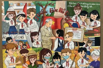Tác phẩm đạt giải trong cuộc thi “Bác Hồ với thiếu nhi-Thiếu nhi với Bác Hồ” (Ảnh: LÊ HÀ)