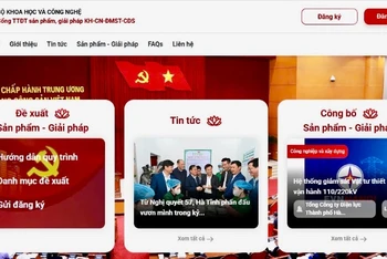 Giao diện Cổng thông tin tiếp nhận và công bố các sản phẩm, giải pháp khoa học, công nghệ, đổi mới sáng tạo và chuyển đổi số. (Ảnh: TL)