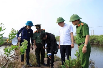 Đo đạc đất tại khu vực Cồn Xanh (huyện Nghĩa Hưng, tỉnh Nam Định) để thực hiện công tác giải phóng mặt bằng xây dựng Tổ hợp dự án thép xanh do Tập đoàn Xuân Thiện đầu tư.