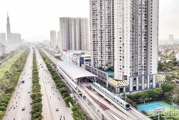 Tuyến metro số 1 Bến Thành-Suối Tiên, Thành phố Hồ Chí Minh. (Ảnh: THẾ ANH)