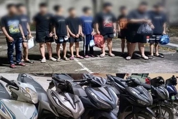 Nhóm đối tượng và tang vật.
