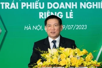 Bộ trưởng Tài chính Hồ Đức Phớc tại lễ khai trương Hệ thống giao dịch trái phiếu doanh nghiệp riêng lẻ.