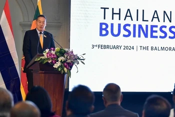 Thủ tướng Srettha Thavisin phát biểu ý kiến tại sự kiện “Mạng lưới doanh nghiệp Thái Lan-Sri Lanka”. (Ảnh: PRD Thailand)