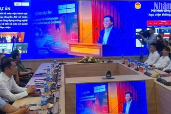 Quang cảnh lễ ra mắt Mô hình quản trị thông minh tại Học viện Chính trị quốc gia Hồ Chí Minh.