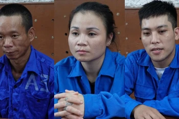 Đối tượng Dương Tiến Tú, Nguyễn Thị Phương, Nguyễn Hữu Tráng (từ trái sang).