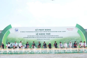 Phó Thủ tướng Mai Văn Chính và các đại biểu thực hiện nghi thức động thổ.
