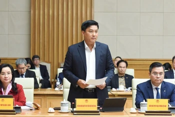 Ông Phạm Toàn Vượng, Tổng Giám đốc Ngân hàng Nông nghiệp và Phát triển nông thôn Việt Nam (Agribank) phát biểu tại Hội nghị. (Ảnh: TRẦN HẢI)