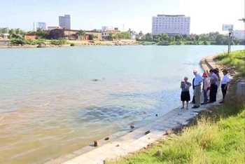 Đoàn Cơ quan Phát triển Pháp khảo sát công trình đầu tư trên sông Hiếu, đoạn qua thành phố Đông Hà (Quảng Trị).