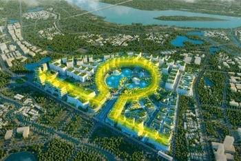 Phối cảnh dự án đầu tư xây dựng hạ tầng và phát triển Khu Công nghệ cao Sinh học Hà Nội.