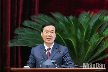 Thường trực Ban Bí thư Võ Văn Thưởng phát biểu tại buổi gặp mặt. (Ảnh: Đăng Anh)