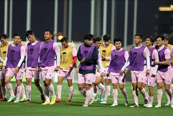 Đội tuyển Việt Nam trên sân tập Al Rayan 2 vào chiều 18/1.