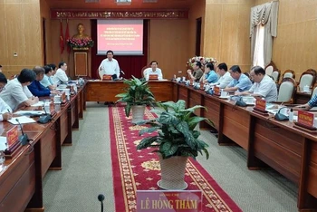 Đồng chí Nguyễn Xuân Thắng phát biểu tại buổi làm việc.
