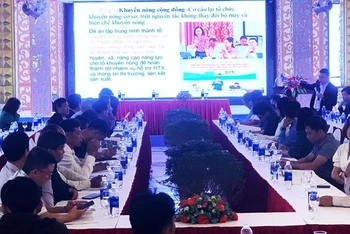 Quang cảnh diễn đàn “Khuyến nông cộng đồng trong xây dựng vùng nguyên liệu cà-phê bền vững ở Tây Nguyên”. 