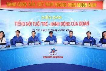 Các đồng chí trong Ban Bí thư Trung ương Đoàn tại Diễn đàn.