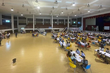 Hội trường Đại học Quốc gia Lào ở Thủ đô Vientiane, nơi sẽ diễn ra Triển lãm Giáo dục đại học Việt Nam 2022.