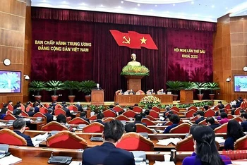 Quang cảnh Hội nghị lần thứ sáu Ban Chấp hành Trung ương Đảng khoá XIII. (Ảnh: ĐĂNG KHOA)