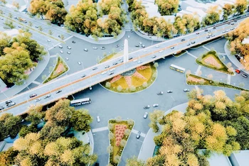 Phối cảnh nút giao khác mức tại ngã tư đường Tôn Đức Thắng-Máng Nước-Quốc lộ 5 vừa được khởi công xây dựng.