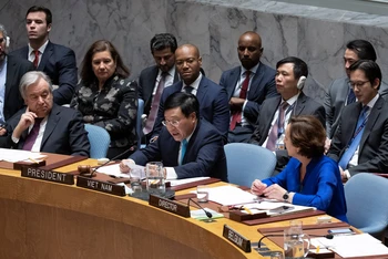 Phó Thủ tướng, Bộ trưởng Ngoại giao Phạm Bình Minh chủ trì phiên thảo luận mở của Hội đồng Bảo an Liên hợp quốc. (Ảnh: UN)