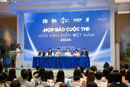 Toàn cảnh họp báo cuộc thi Hoa hậu Biển Việt Nam 2024 tại Thành phố Hồ Chí Minh.