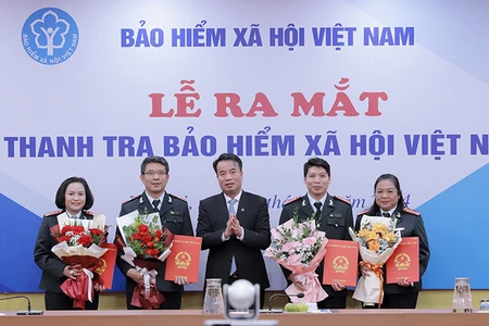 Ra mắt thanh tra Bảo hiểm xã hội Việt Nam ngày 1/3/2024. (Ảnh: TÂM TRUNG)