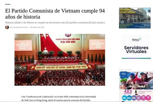 Bài báo ca ngợi Đảng Cộng sản Việt Nam nhân dịp 94 năm thành lập 3/2/1930-3/2/2024 đăng trên báo điện tử ra ngày 3/2 của tập đoàn truyền thông Uruguay Grupo Multimedio.