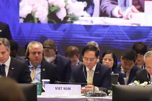 Bộ trưởng Ngoại giao Bùi Thanh Sơn tại Hội nghị Bộ trưởng APEC lần thứ 33. (Ảnh: TTXVN)