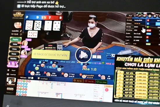 Facebook kiểm soát lỏng lẻo các livestream quảng cáo cờ bạc. (Ảnh chụp màn hình)