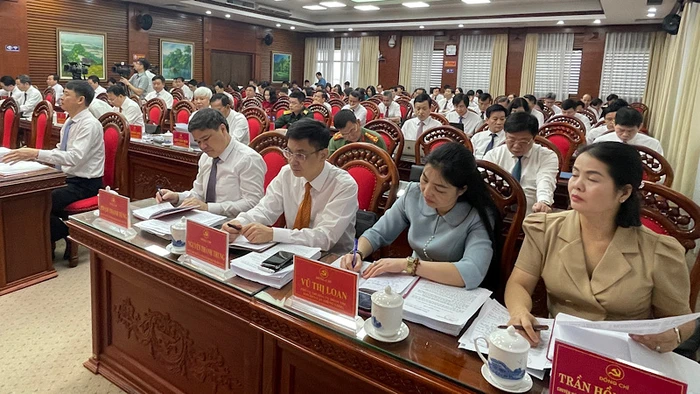 Các đại biểu dự Hội nghị Ban Chấp hành Đảng bộ tỉnh Hải Dương.