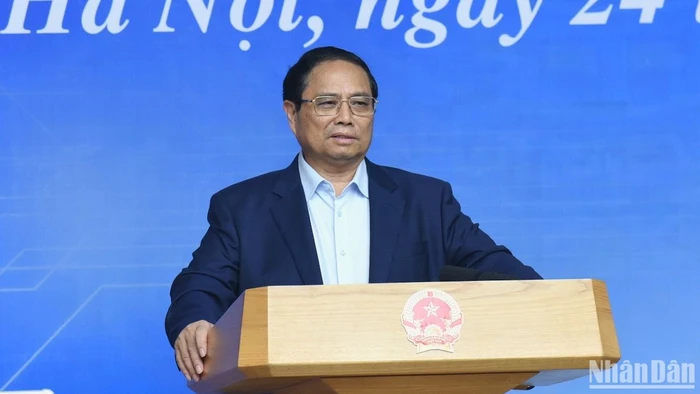 Thủ tướng Phạm Minh Chính phát biểu khai mạc Hội nghị phát triển nguồn nhân lực phục vụ công nghiệp bán dẫn.