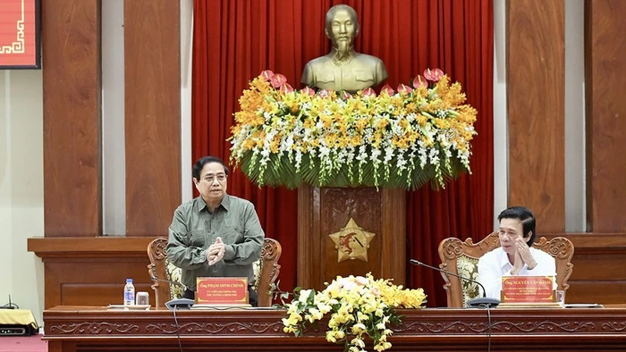 Thủ tướng Phạm Minh Chính chủ trì buổi làm việc với Ban Thường vụ Tỉnh ủy Tiền Giang. 