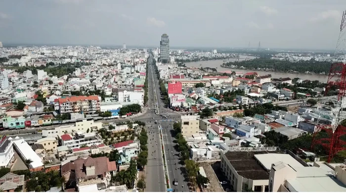 Nội ô thành phố Cần Thơ nhìn từ trên cao.