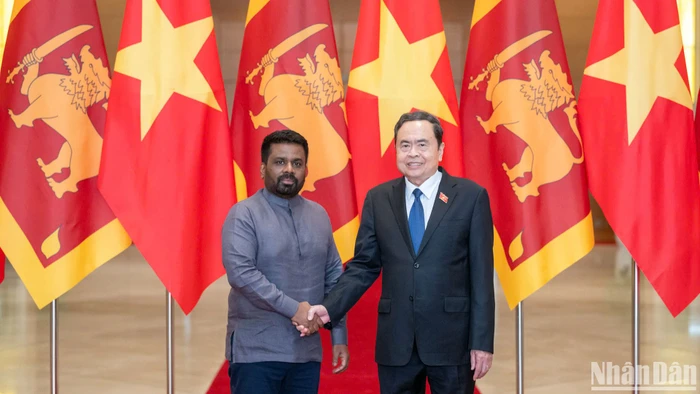 Chủ tịch Quốc hội Trần Thanh Mẫn và Tổng thống Sri Lanka Anura Kumara Dissanayaka. 
