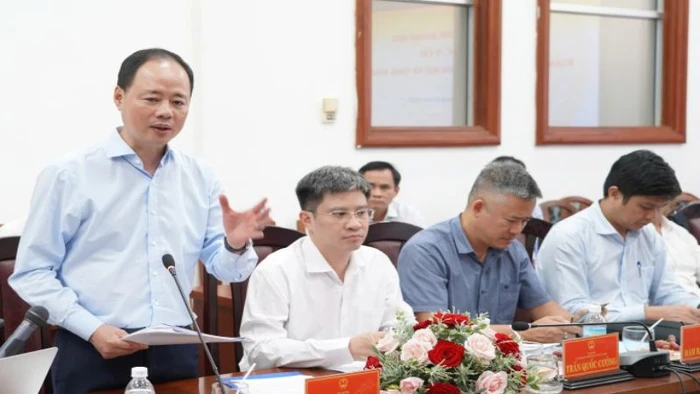 Thứ trưởng Bộ Khoa học và Công nghệ Trần Hồng Thái phát biểu tại buổi làm việc