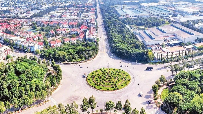 Một góc Khu công nghiệp-Đô thị và Dịch vụ Mỹ Phước 3 tại thành phố Bến Cát, tỉnh Bình Dương.