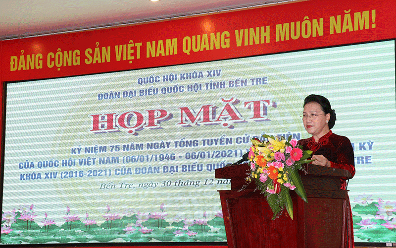 Chủ tịch QH Nguyễn Thị Kim Ngân phát biểu tại buổi lễ.