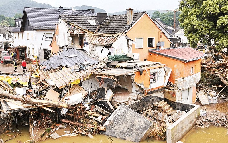 Thiệt hại nghiêm trọng do lũ lụt tại làng Schuld, miền tây nước Đức. Ảnh |AFP