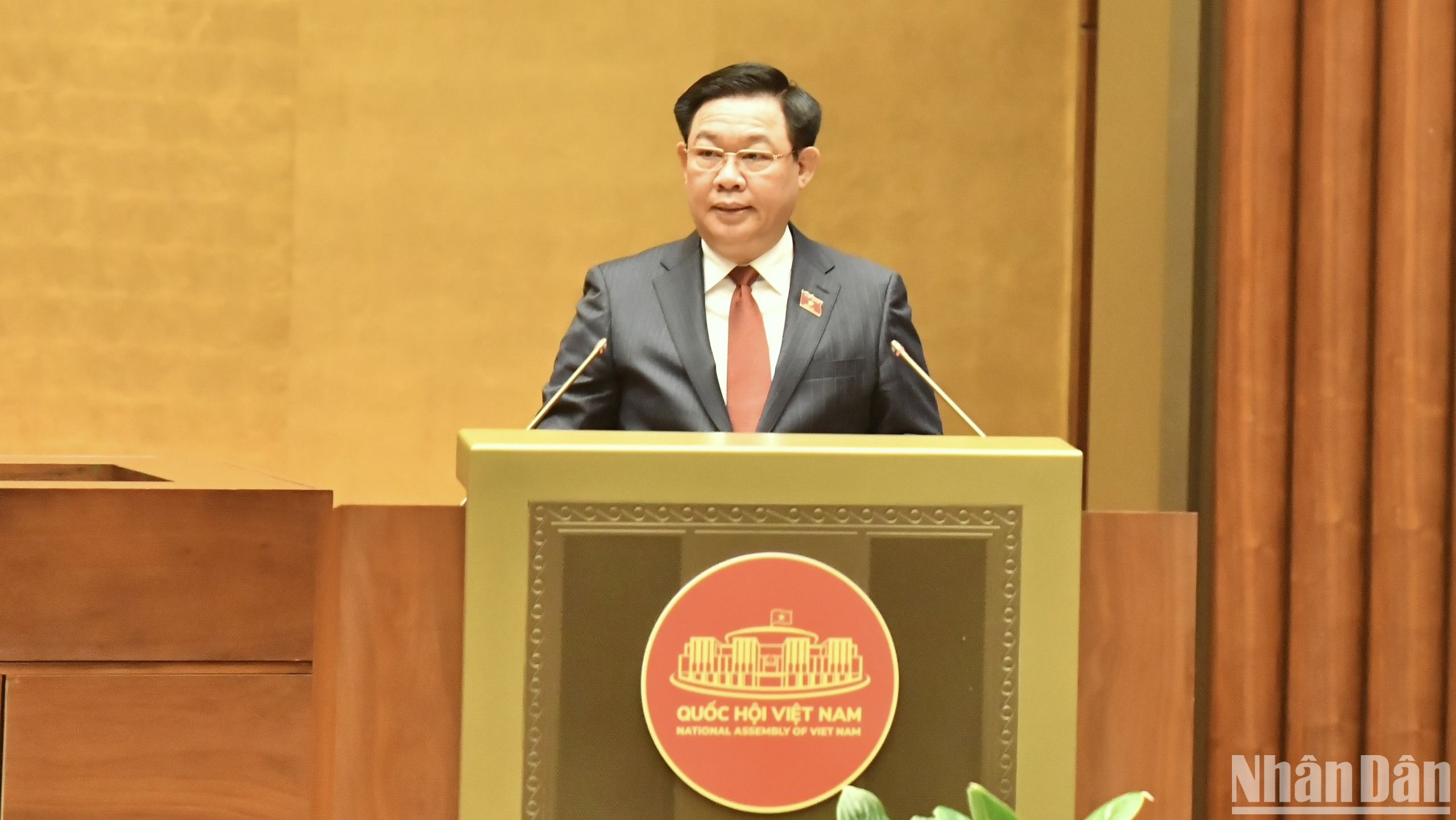Chủ tịch Quốc hội Vương Đình Huệ phát biểu khai mạc kỳ họp. (Ảnh: ĐĂNG KHOA)