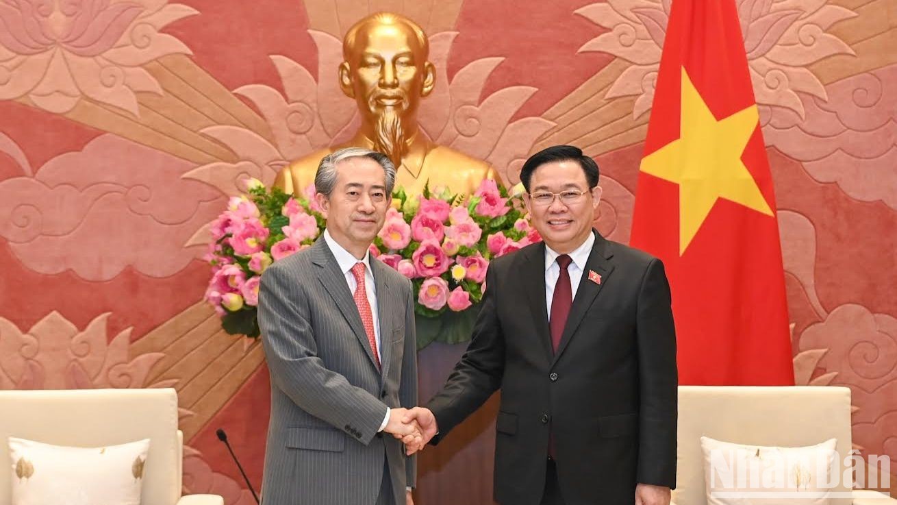 [Ảnh] Chủ tịch Quốc hội Vương Đình Huệ tiếp Đại sứ Trung Quốc tại Việt Nam 