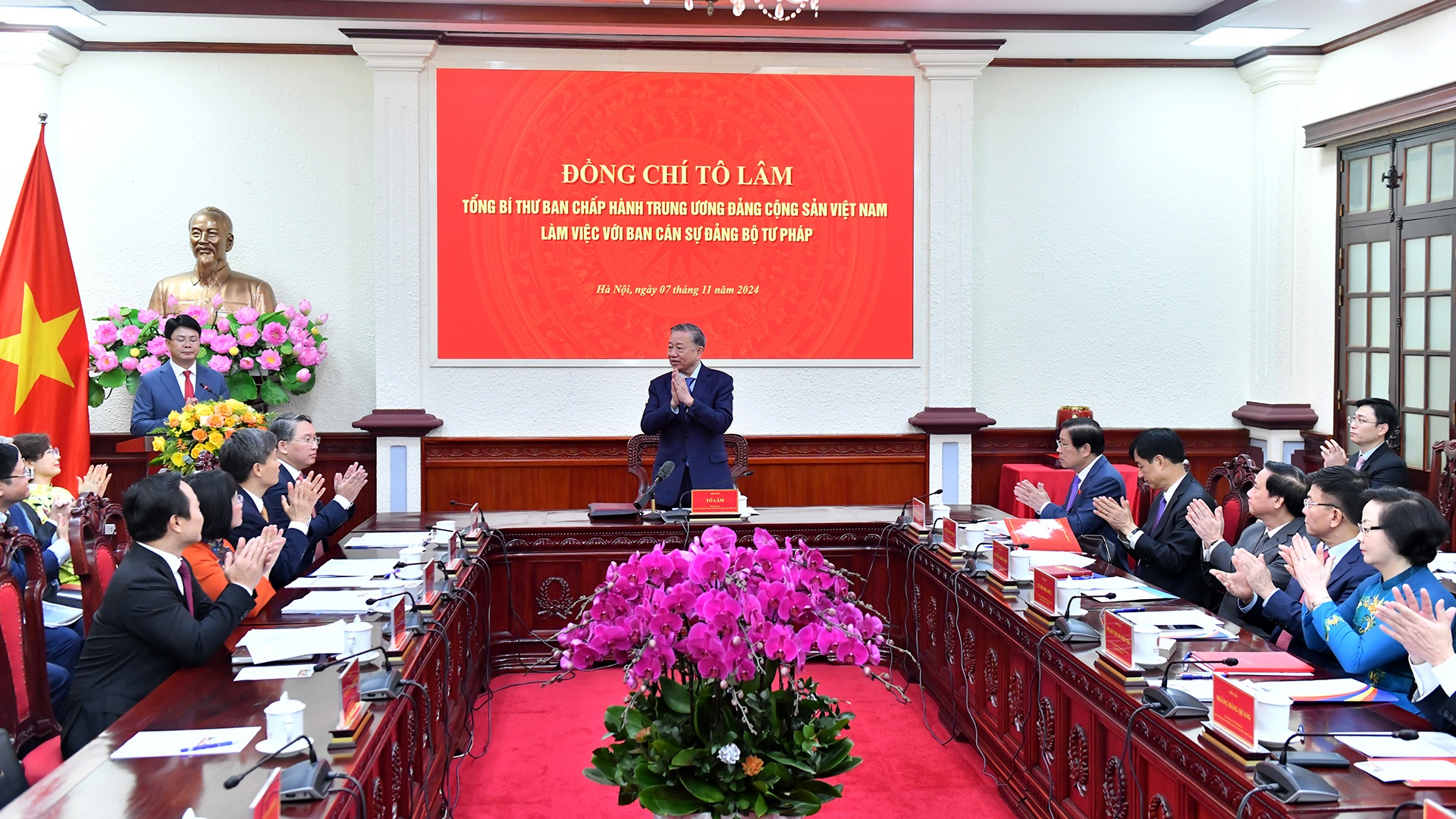 Tổng Bí thư Tô Lâm làm việc với Ban Cán sự Đảng Bộ Tư pháp.