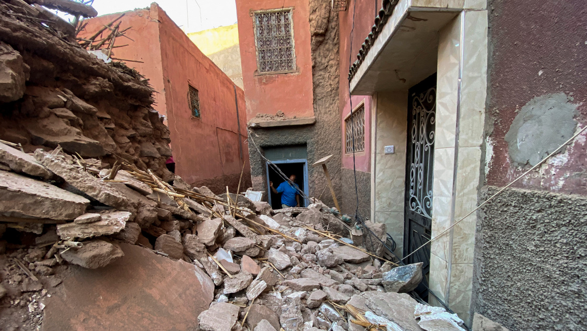 Động đất gây hư hại nhiều tòa nhà ở thành phố cổ Marrakech, ngày 9/9/2023. (Ảnh: Reuters)