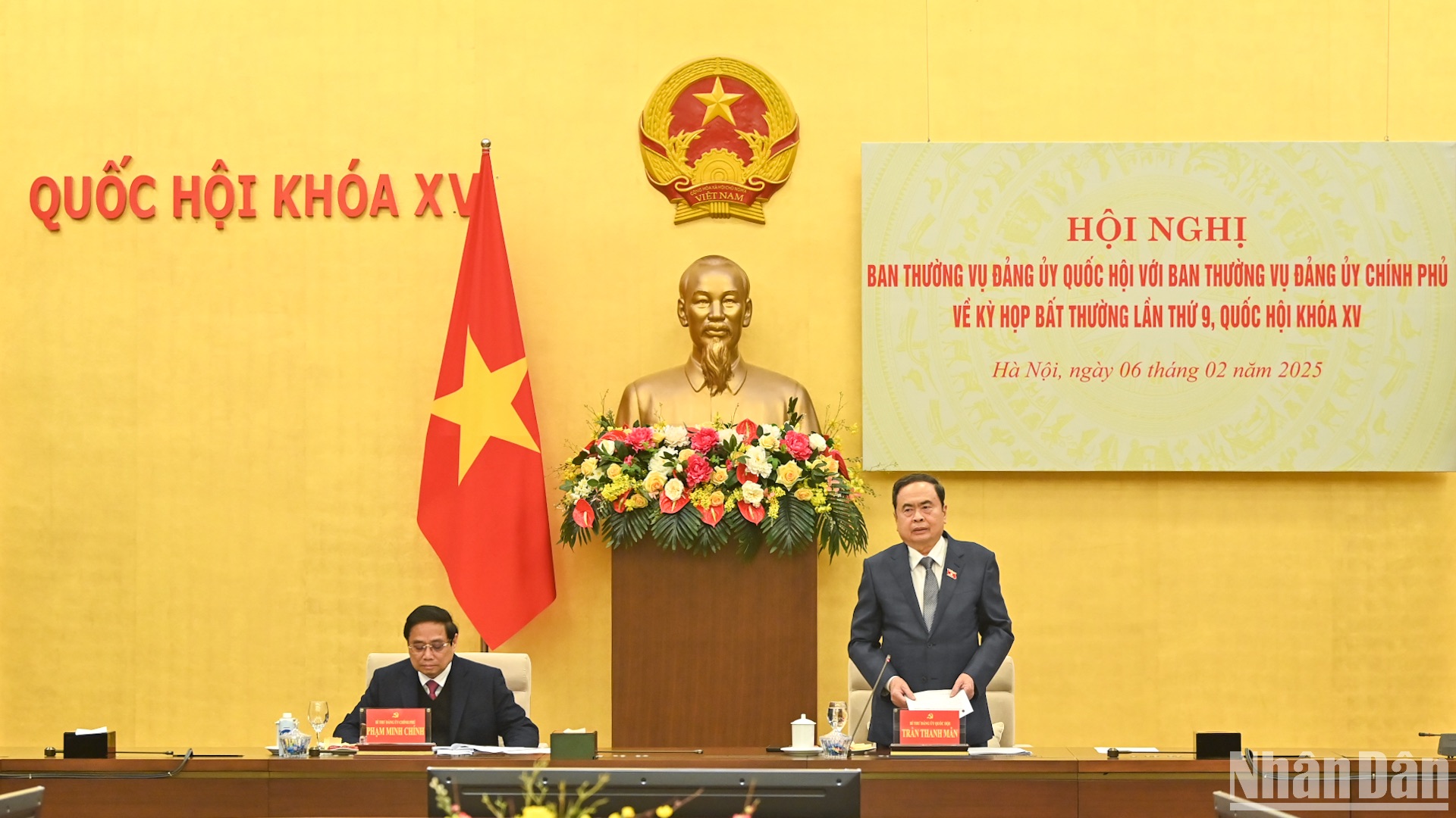 Bí thư Đảng ủy Quốc hội, Chủ tịch Quốc hội Trần Thanh Mẫn phát biểu khai mạc hội nghị.